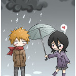 gambar kartun romantis jepang hujan